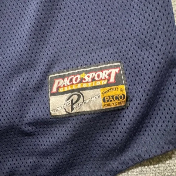VTG Y2K Paco Sports Jersey Men's L Navy Blue Baseball Jersey Mesh Hiphop 00s - Picture 7 of 8